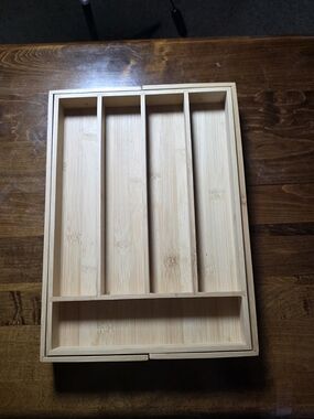 Natural Bamboo Utensil Drawer Organizer - Cream